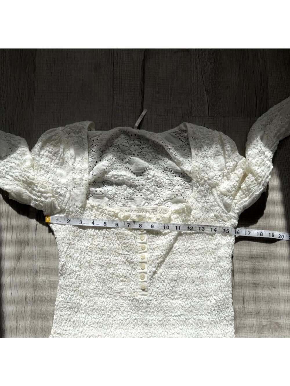 Free People Size L Top Milkmaid Lace Confection Square Neck Coquett White - Picture 6 of 9